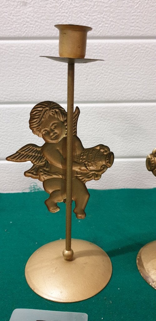 kandelaar goud engel, voor dunne kaarsen, Diversen, Ophalen of Verzenden, 'T Olde Gre-j, Info@toldegrej.nl, Endepoelstraat 20f Didam