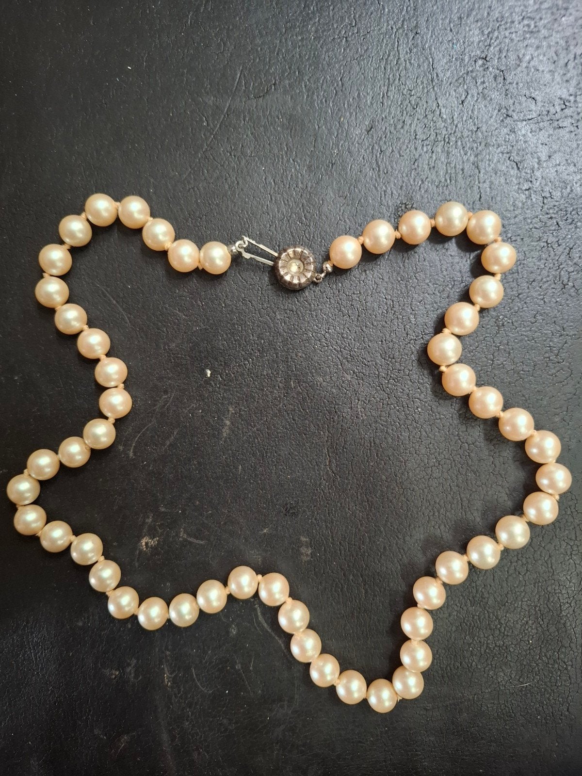 Akoya zoutwater parelkettingvintage  – 6.5-7mm – Scandinavi, Sieraden, Tassen en Uiterlijk, Antieke sieraden, Ophalen of Verzenden