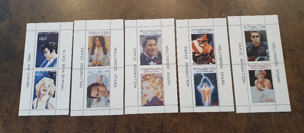 6 postzegelvellen met Hollywood sterren, Ophalen of Verzenden, Buitenland