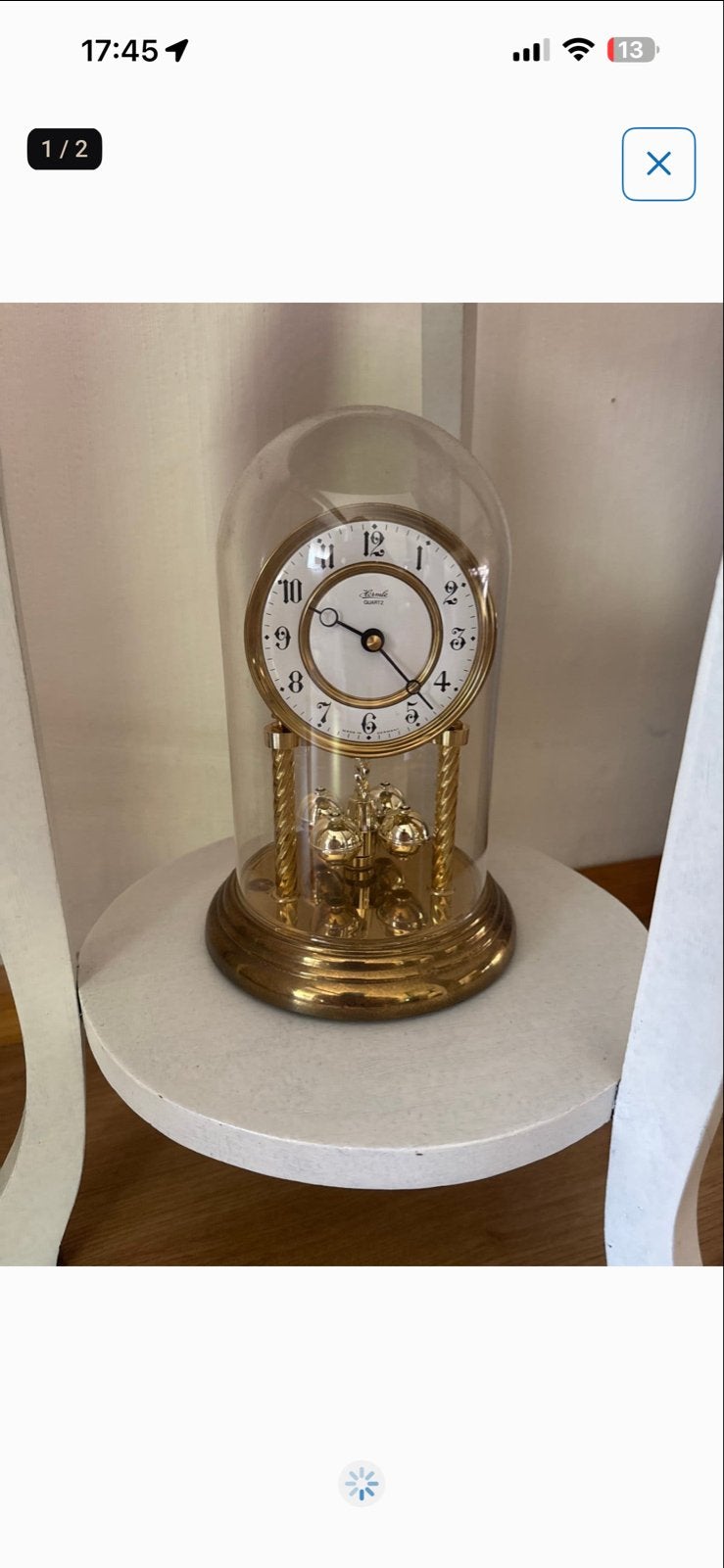 Kienzle Quartz Tafelklok onder Glazen Stolp, Ophalen