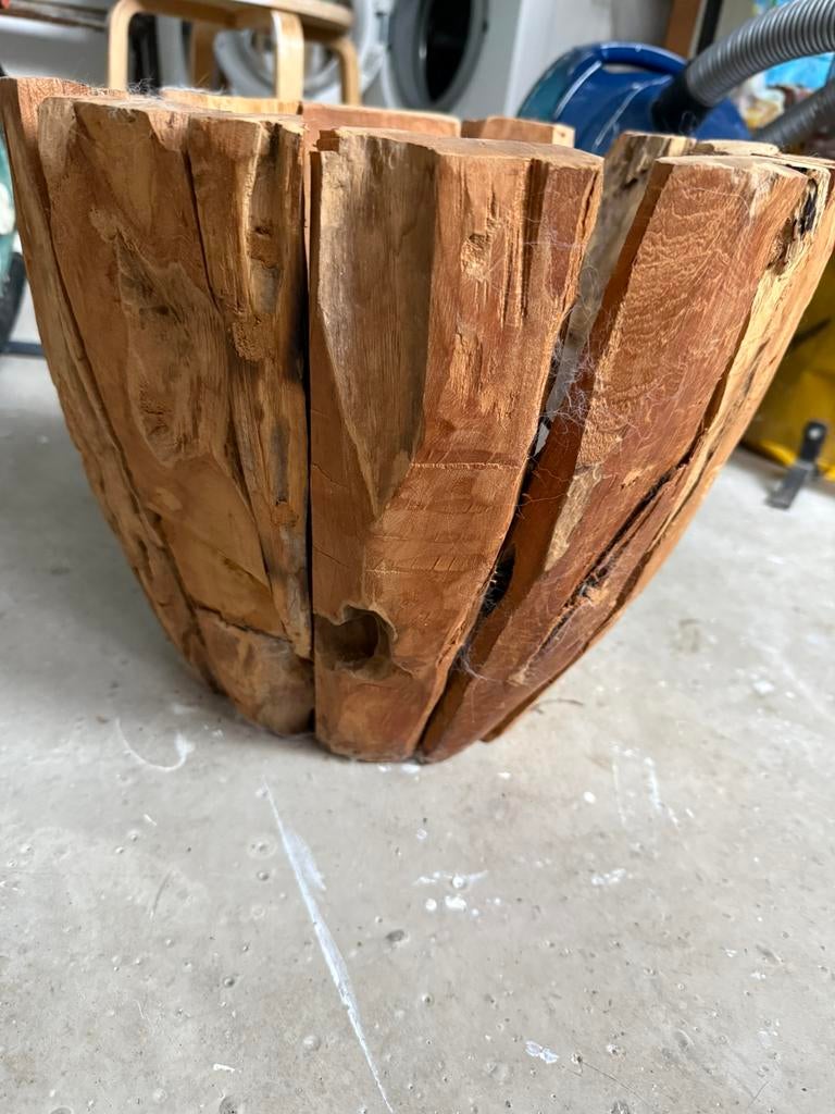 Houten bloempot met binnenpot, Tuin en Terras, Bloembakken en Plantenbakken, Ophalen, Rond, Zo goed als nieuw, Binnen