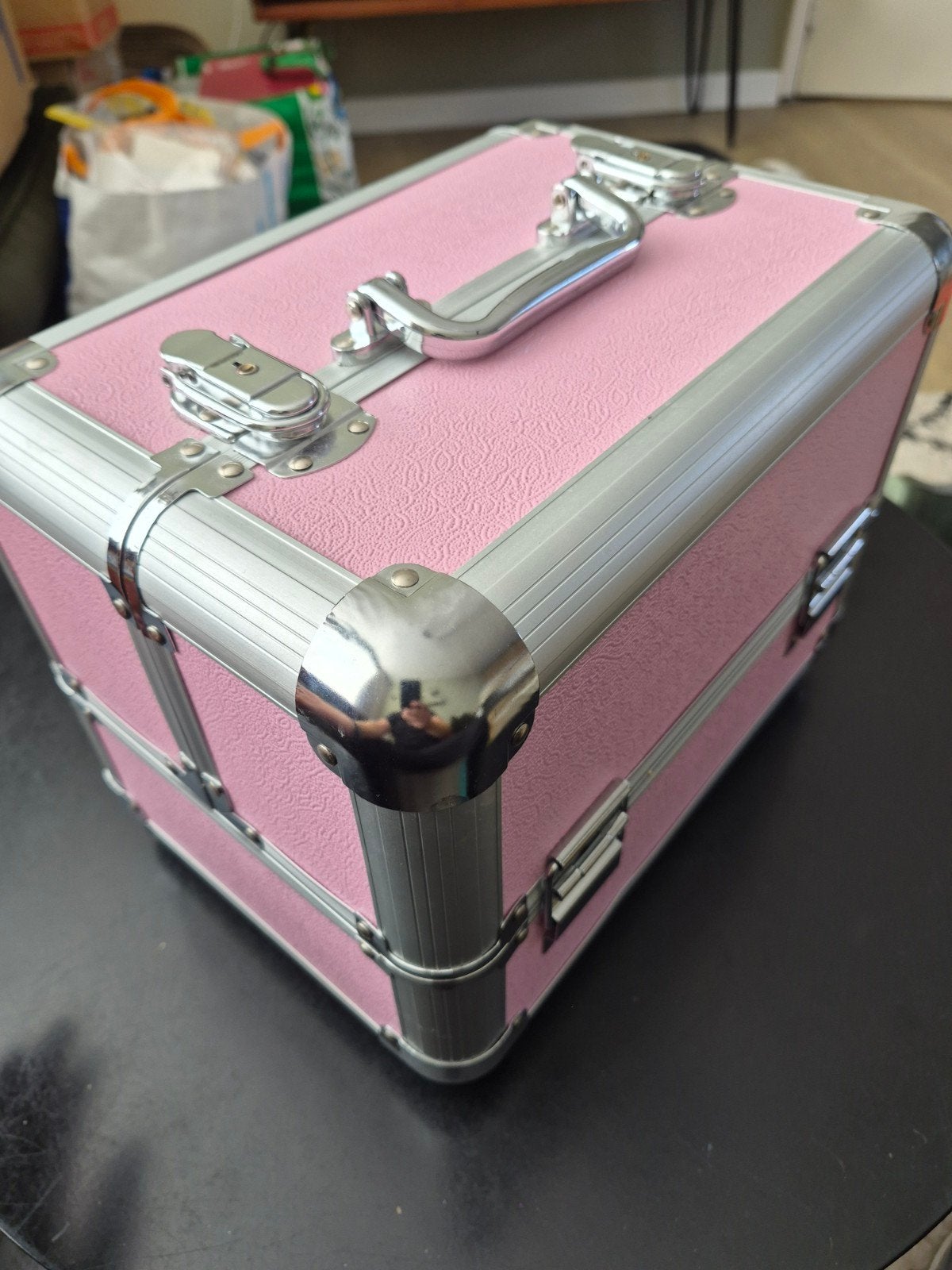 Roze make-up koffer met slot, Ophalen of Verzenden, Zo goed als nieuw, Roze, Met slot