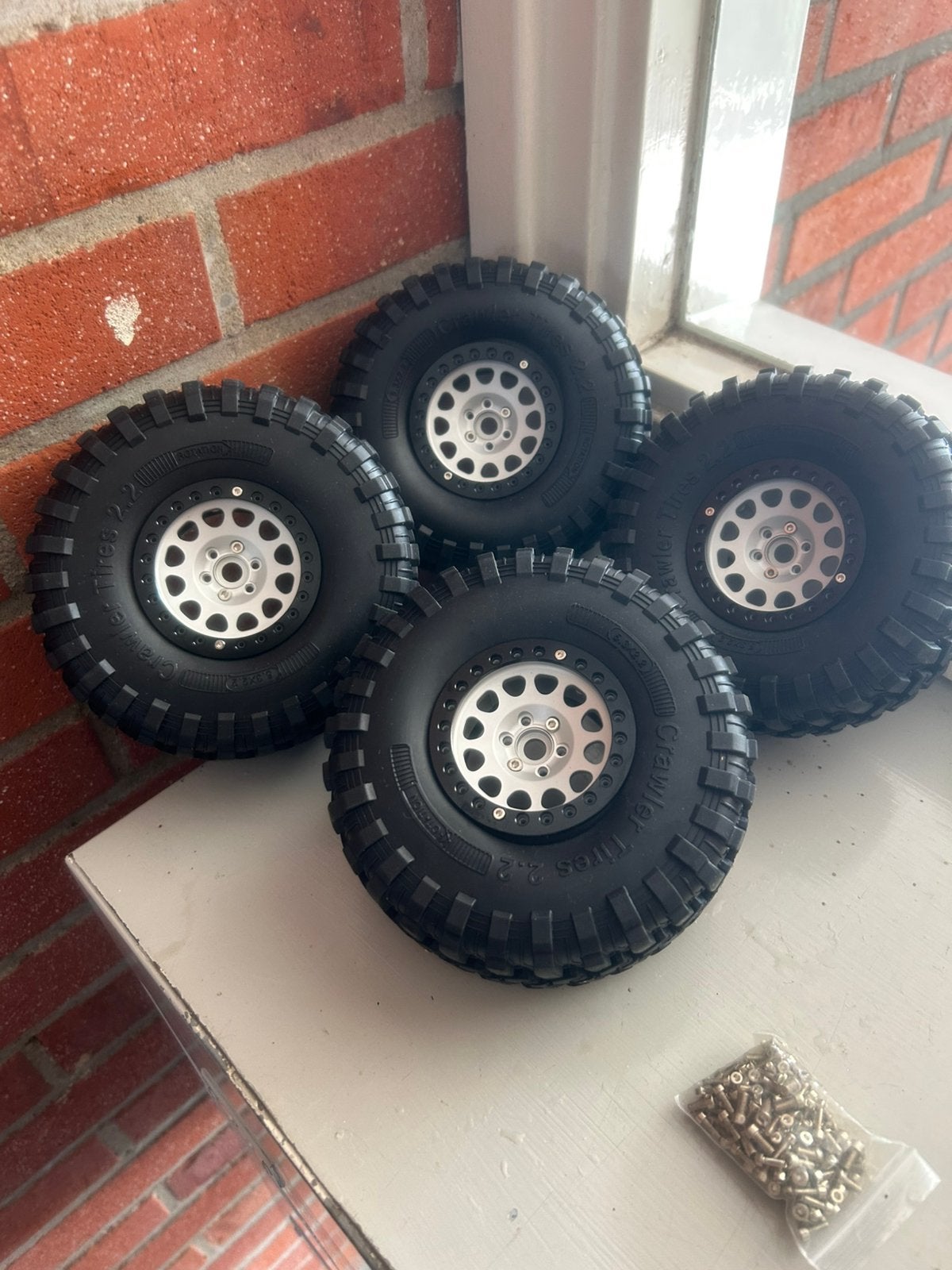 2.2-inch RC crawler-band zilverkleurige metalen beadlockvelg, Ophalen of Verzenden, Nieuw, Onderdeel