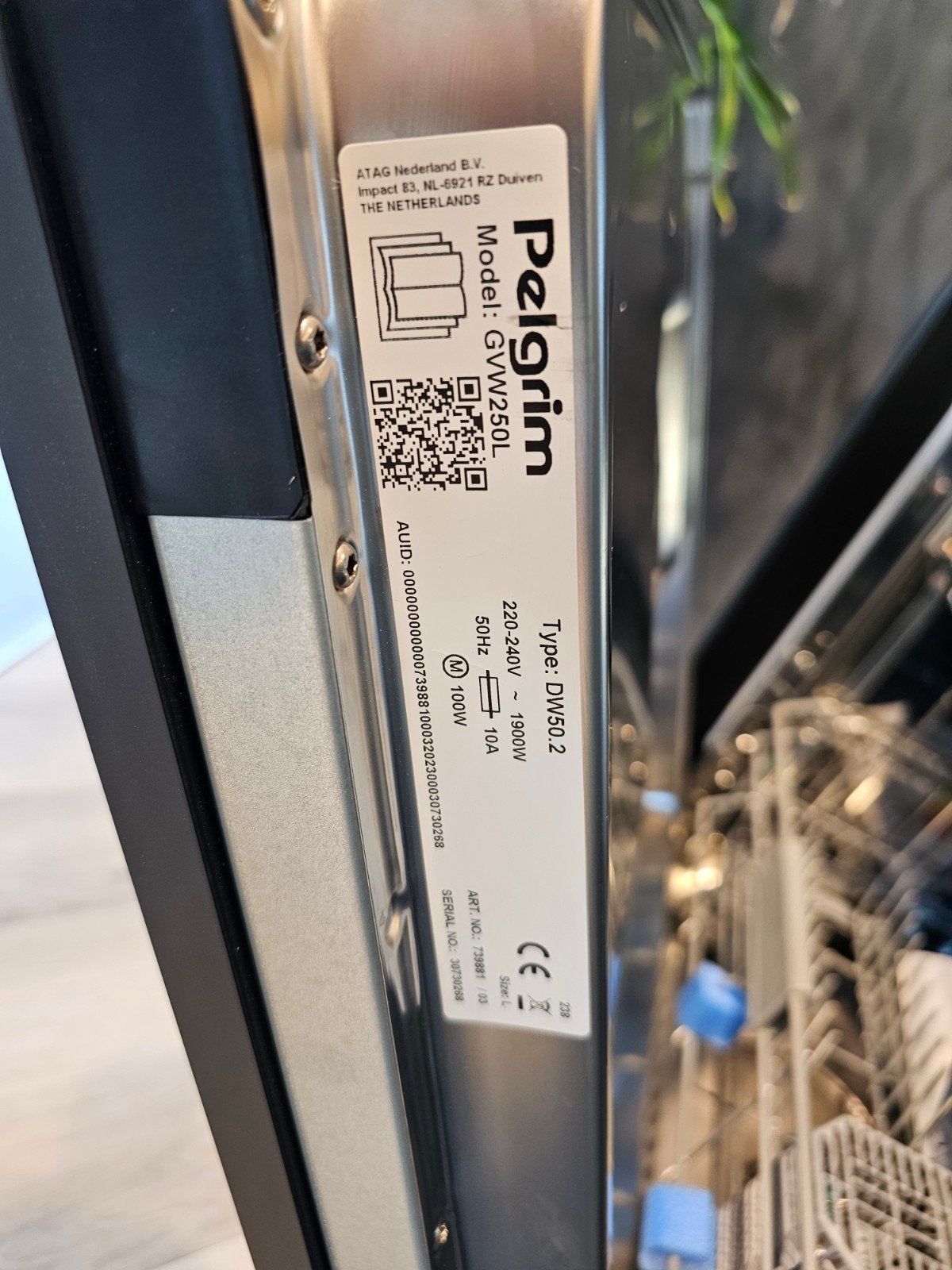 Pelgrim GVW250L inbouw vaatwasser showroom, Minder dan 85 cm, Info@pelgrim.nl, Zo goed als nieuw, Inbouw
