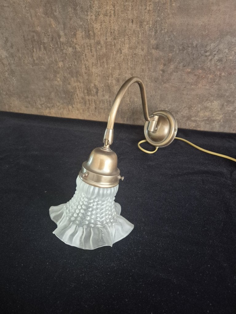 Vintage - Wandlamp - Booglamp - Merk Herda - Kelkglas -*, Gebruikt, Met schakelaar, E14 (klein), Meerkleurig