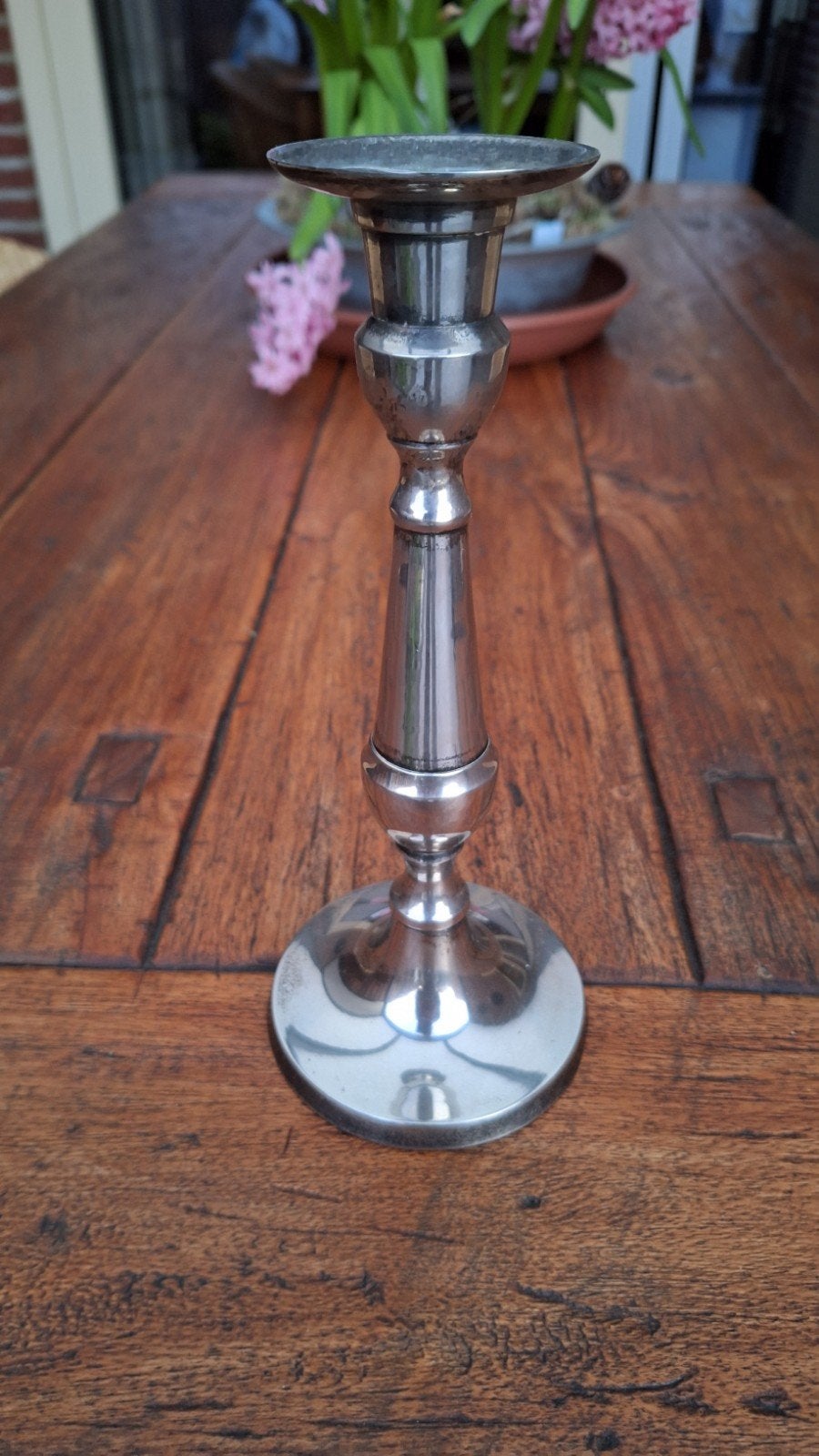 Oude verzilverde kandelaar, Ophalen of Verzenden, Zilver