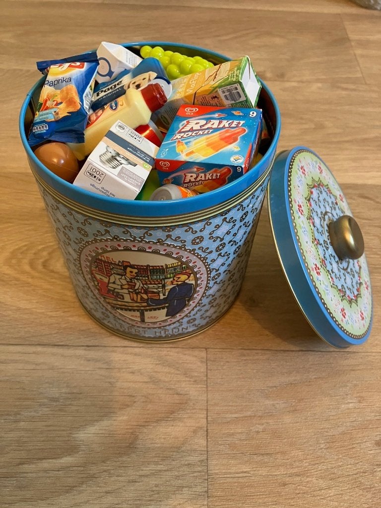 Te koop: Albert Heijn verzamelblik voor mini boodschapjes, Albert Heijn, Ophalen of Verzenden