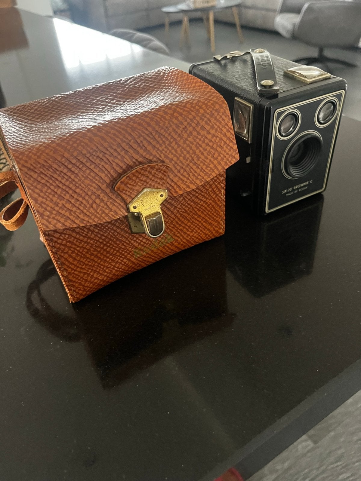 Vintage Kodak Six-20 Brownie C Boxcamera met Tas, Audio, Tv en Foto, Fotocamera's Analoog, Ophalen, Gebruikt, Compact, Kodak