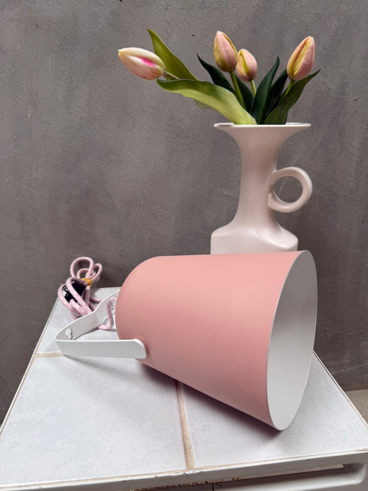 Zacht roze wandlamp, Q, Roze, Met schakelaar, Q