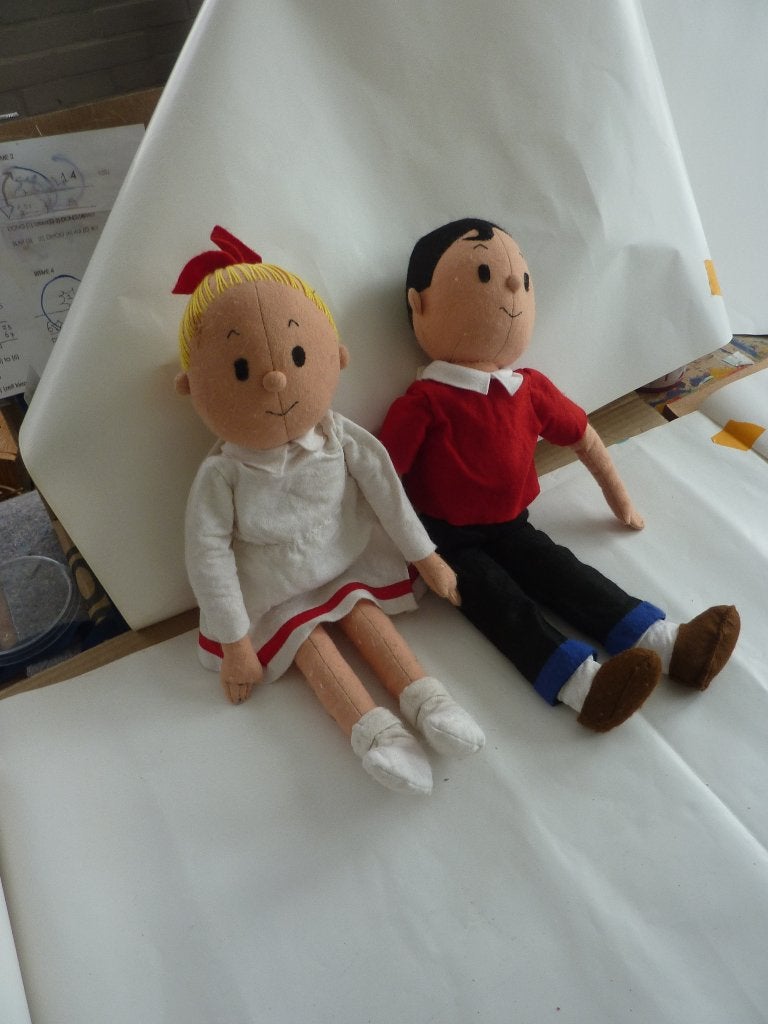 Suske en Wiske poppen, ca 45 cm hoog (1e stel), Ophalen, Suske en Wiske, Gebruikt, Beeldje of Figuurtje