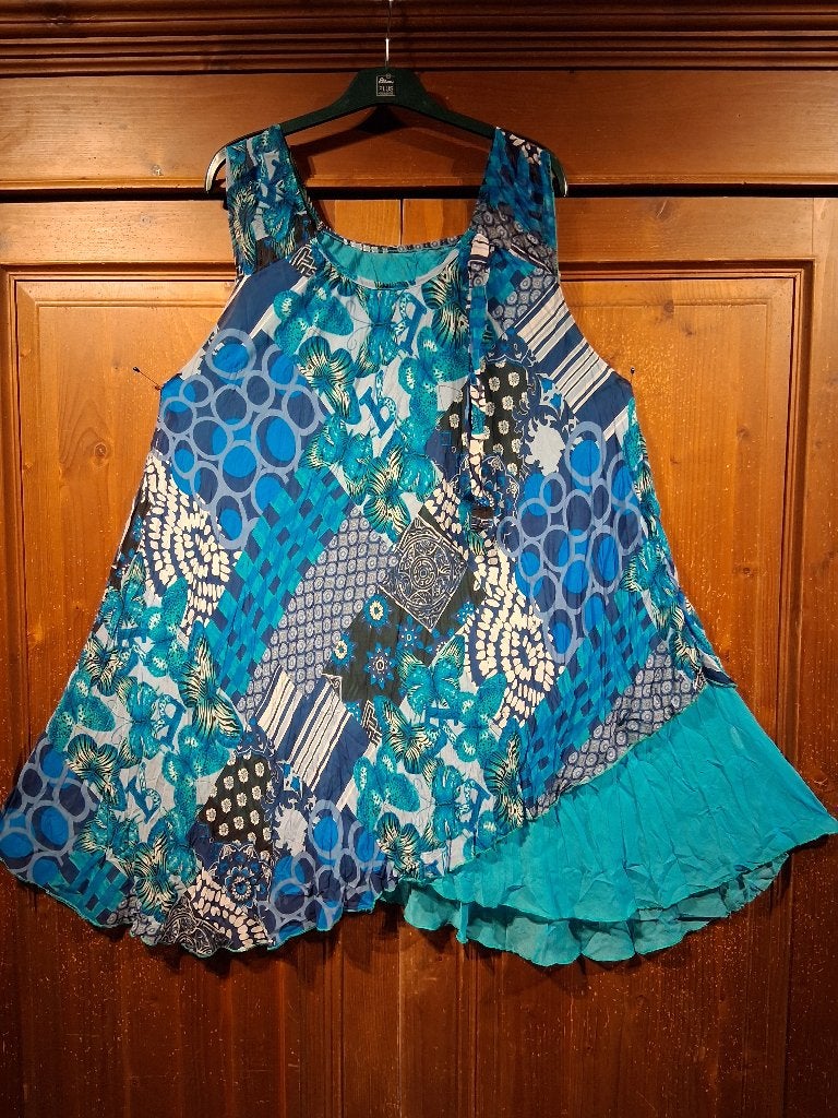 chiffon tuniekjurkje multi blauw One Size, Blauw, Maat 46/48 (XL) of groter, Ophalen of Verzenden, Gedragen