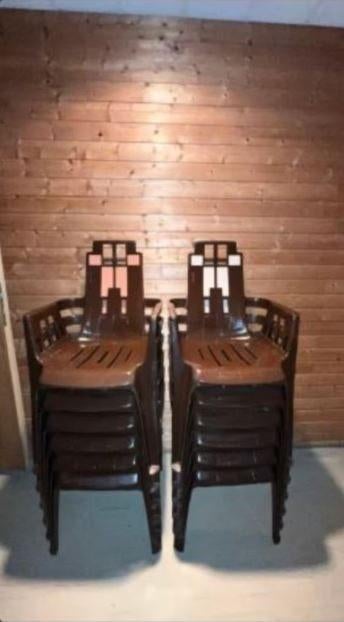vintage designer stoelen Pierre Paulin - Massonnet 12stuks, Huis en Inrichting, Stoelen, Ophalen, Kunststof, Gebruikt, Bruin
