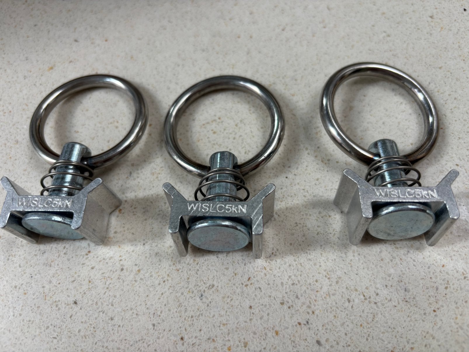 3x RVS sjoroog / bindoog met veer – 5 kN, ., Overige typen, Ophalen of Verzenden, Zo goed als nieuw