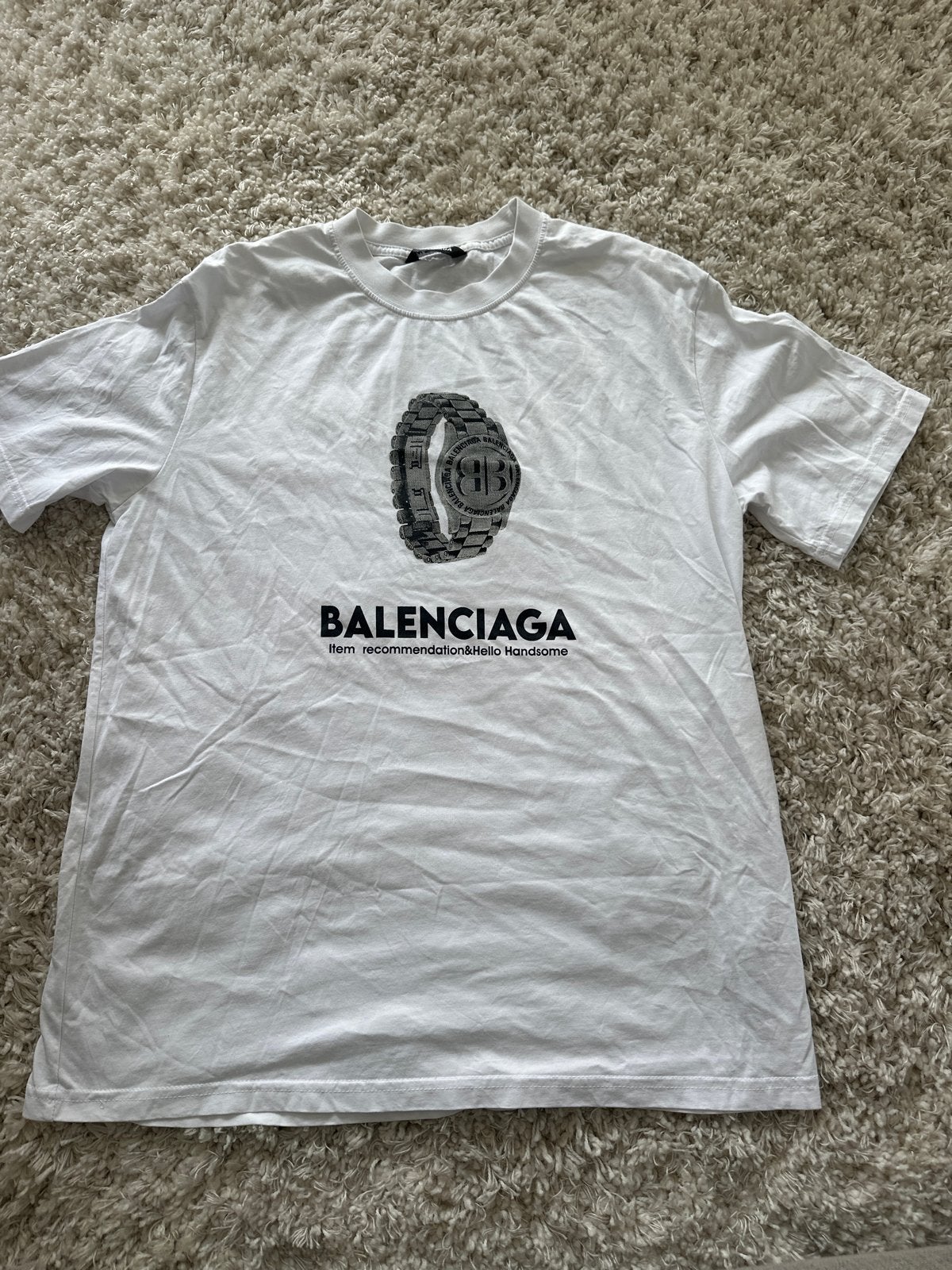 Wit Balenciaga T-shirt met horloge print maat l; niet echt, Ophalen of Verzenden, Nieuw, Maat 52/54 (L), Wit