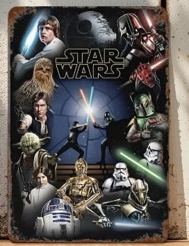 Nieuwe Star Wars Metalen Plaat - Vintage Look 20-30cm, Verzenden, Nieuw, Actiefiguurtje