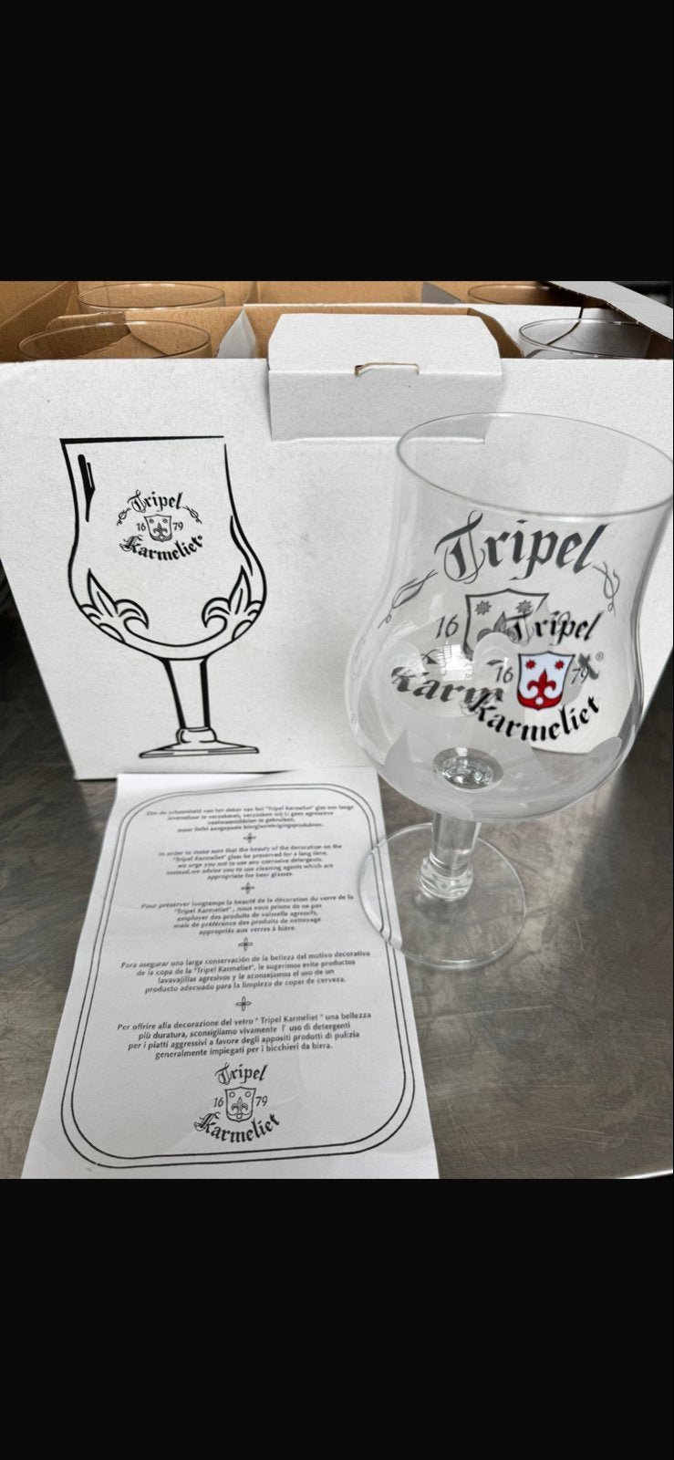 Tripel Karmeliet bierglas - Nieuw in doos, Nieuw, Ophalen of Verzenden, Overige merken, Glas
