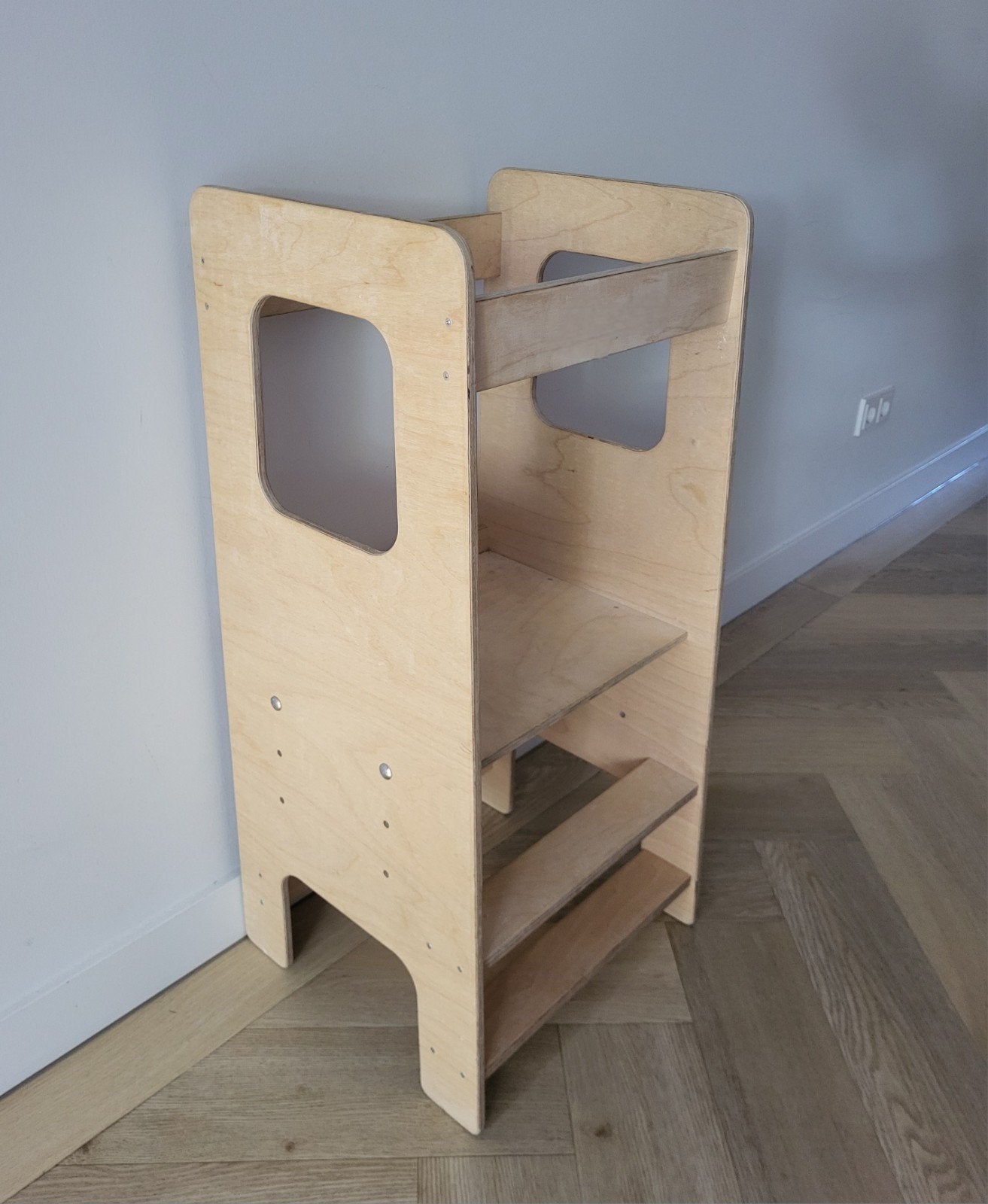 Montessori houten meegroeistoel/leertoren, Ophalen, Zo goed als nieuw, Meegroeistoel, Aanschuifbaar