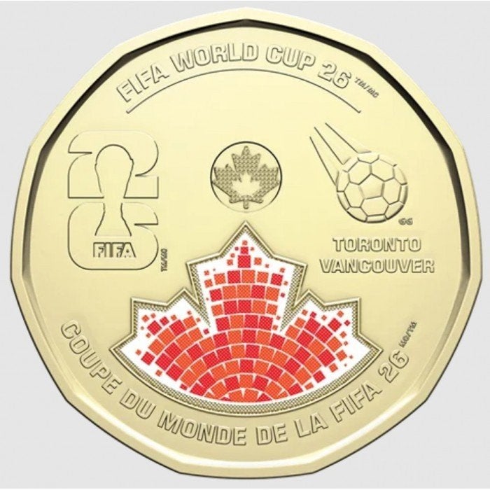 Canada 1 Dollar 2026 “FIFA WORLD CUP 26″Gekleurd, Verzenden, Noord-Amerika, Losse munt