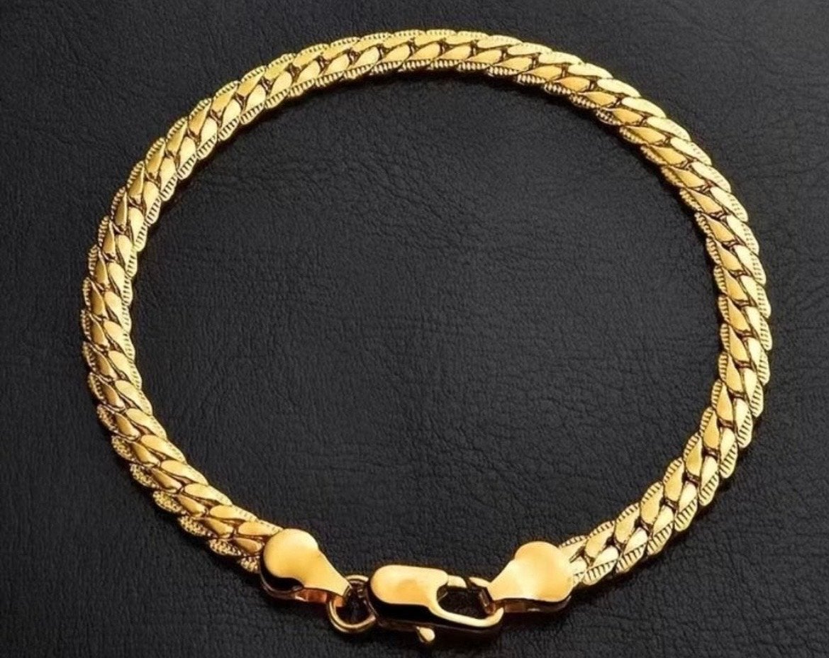Nieuw Goud Vergulde Platte Schakel Armband 20 cm, Ophalen of Verzenden, Nieuw, Goud, Overige materialen