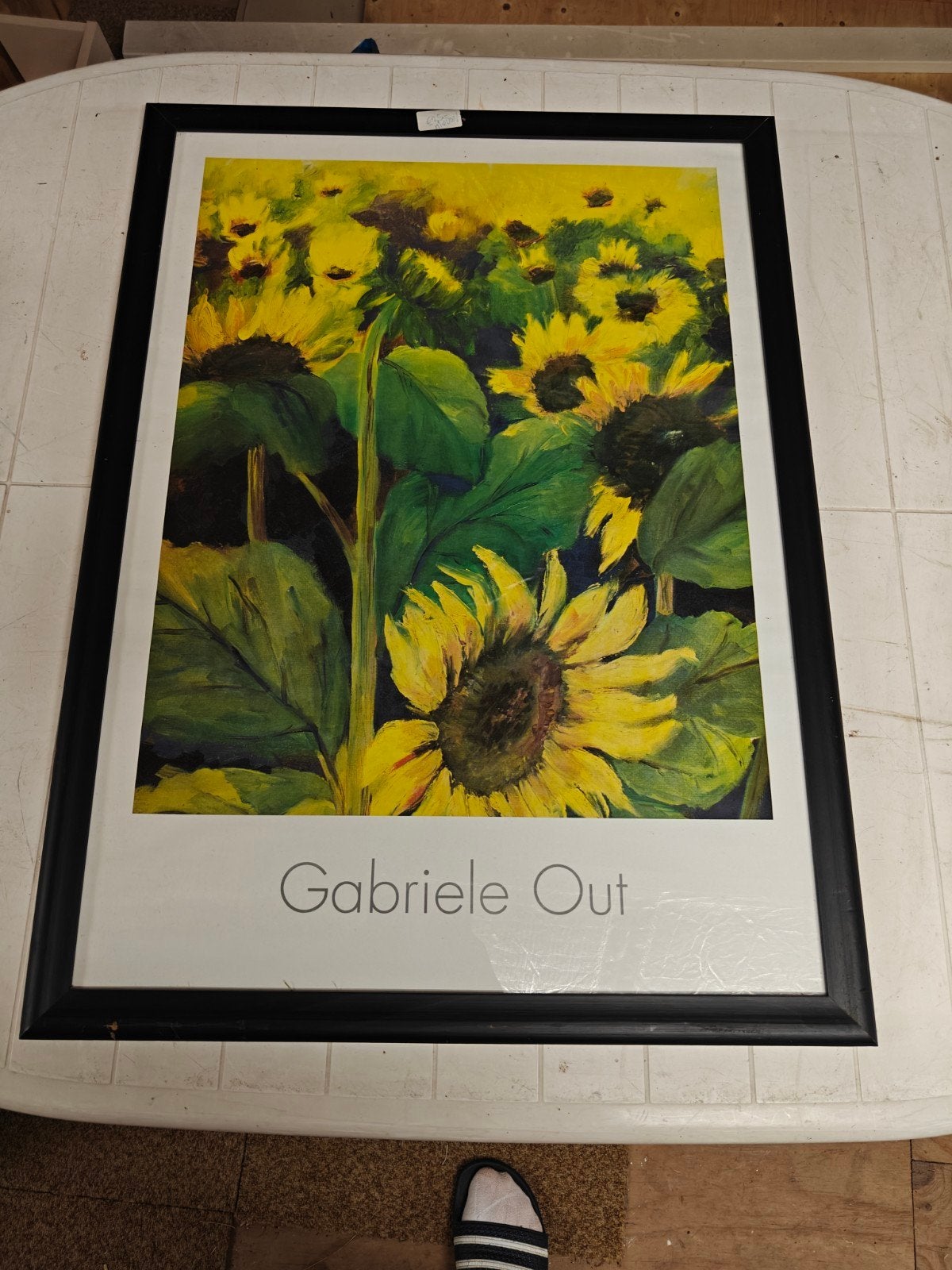 Ingelijste zonnebloemen print van Gabriele Out, 50 – 75, Gebruikt, Oorspronkelijke maker, Ophalen of Verzenden