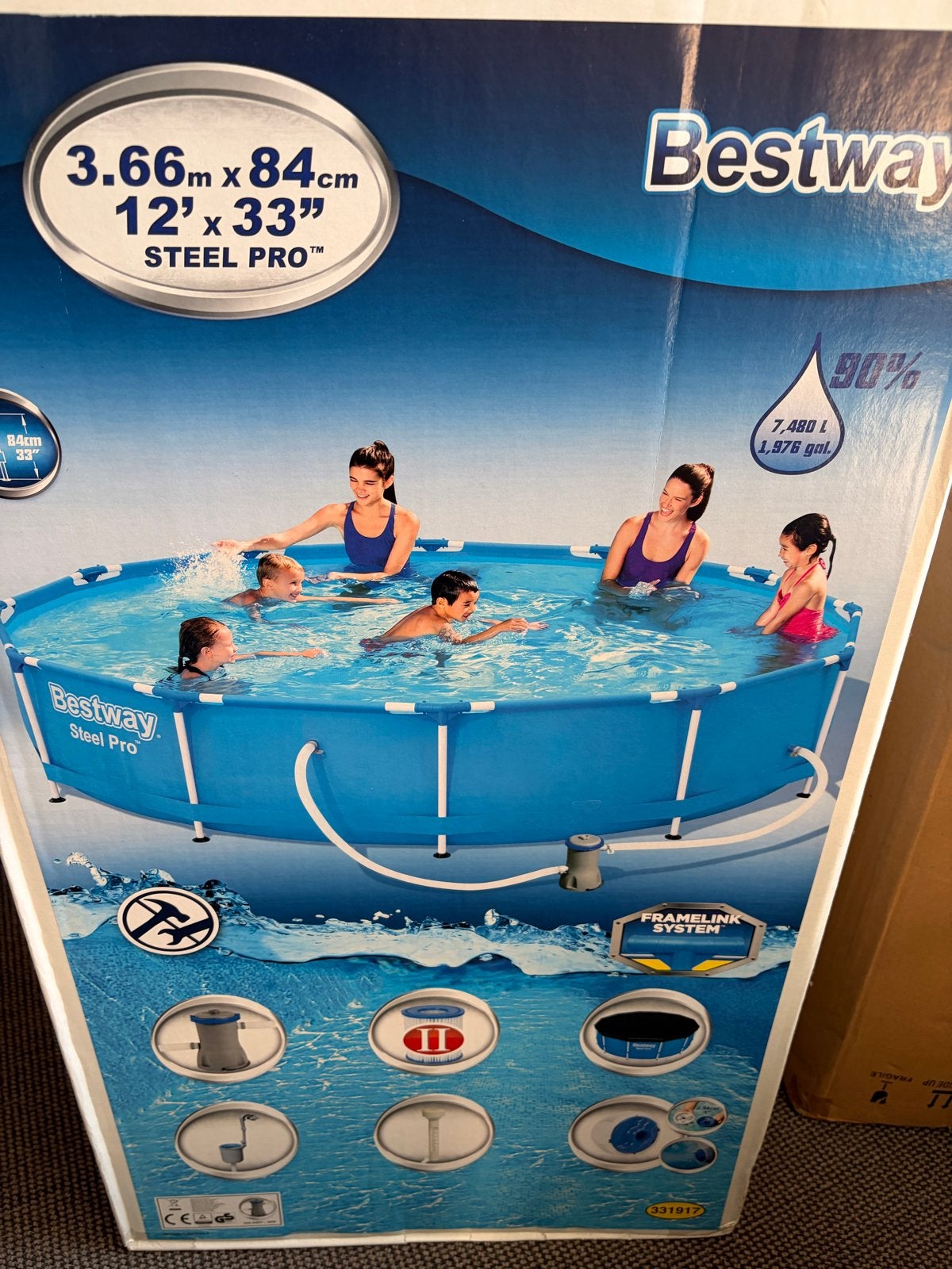 Bestway Steel Pro opzetzwembad met accessoires, Ophalen, 80 tot 120 cm, 300 cm of meer, Zo goed als nieuw