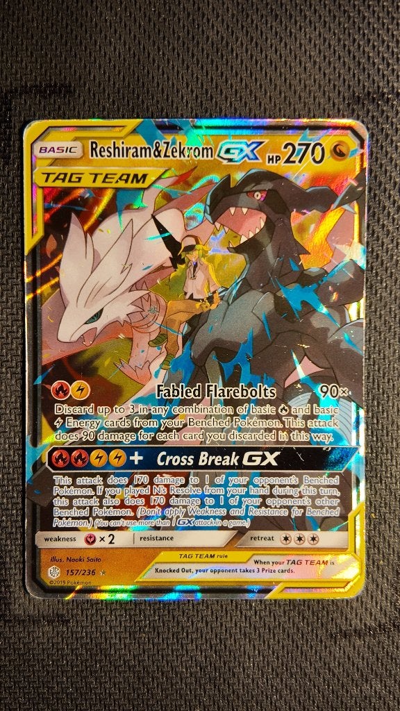 Reshiram & Zekrom-GX 157 Cosmic Eclipse | Pokemon kaart, Ophalen, Zo goed als nieuw, Losse kaart, Foil