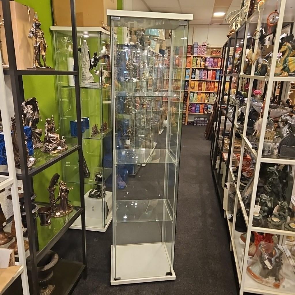 vitrine (wit) of bruin div. stuks, Huis en Inrichting, Kasten | Vitrinekasten, Ophalen, Met plank(en), Minder dan 50 cm, Gebruikt
