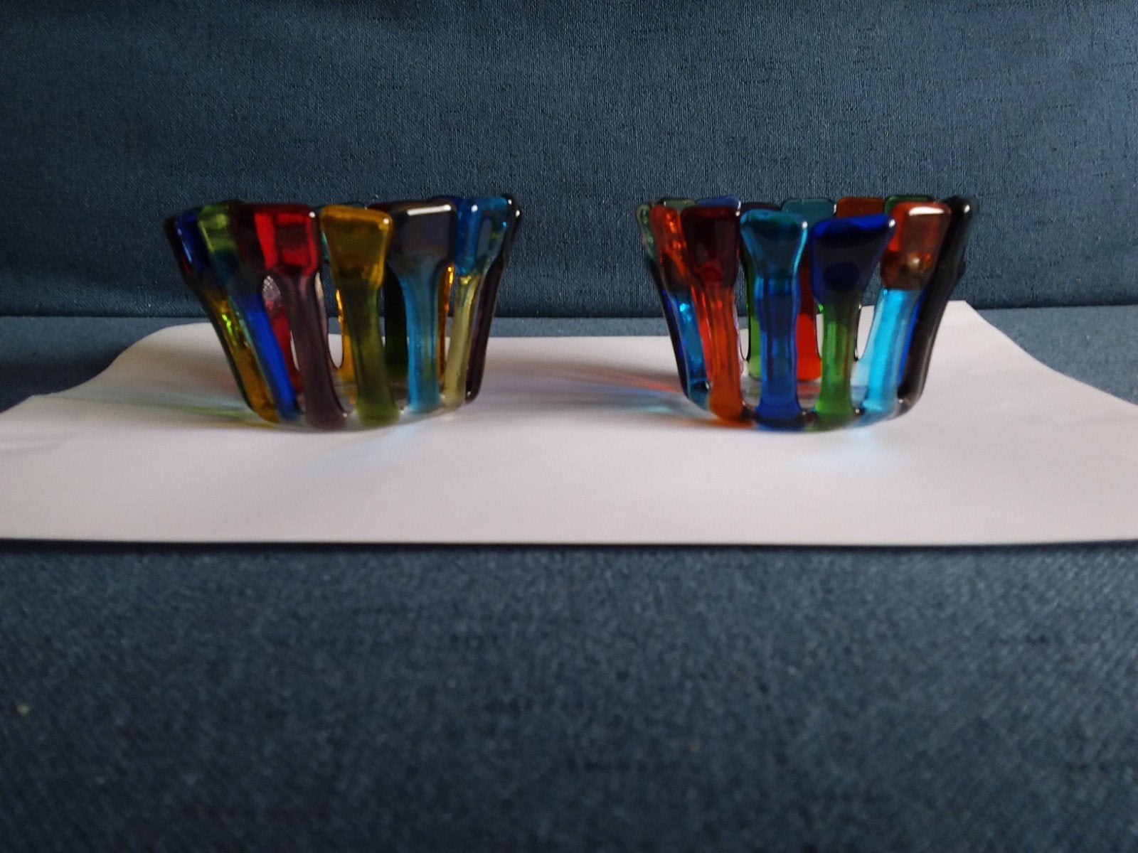 Waxinelichtjes houders van glas (handgemaakt), Antiek en Kunst, Kunst | Overige Kunst, Ophalen of Verzenden