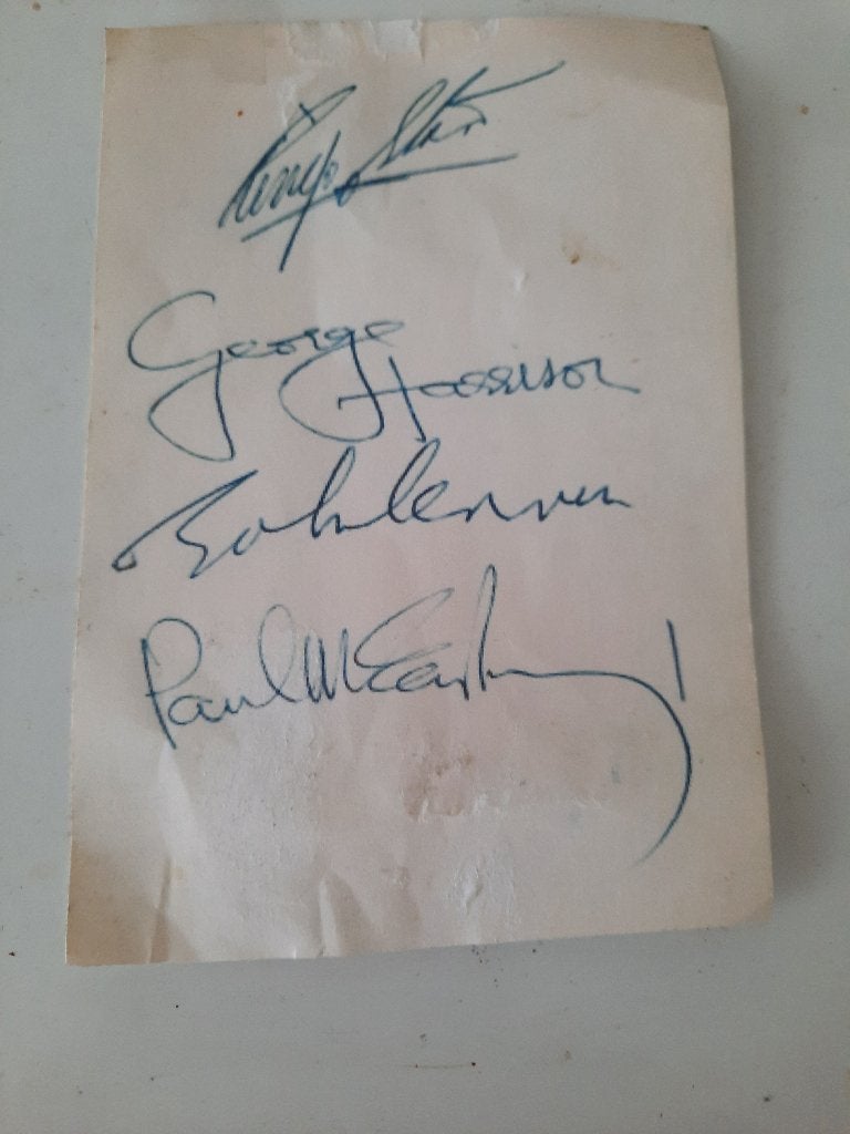 4 handtekeningen van de Beatles, Ophalen of Verzenden, Gebruikt