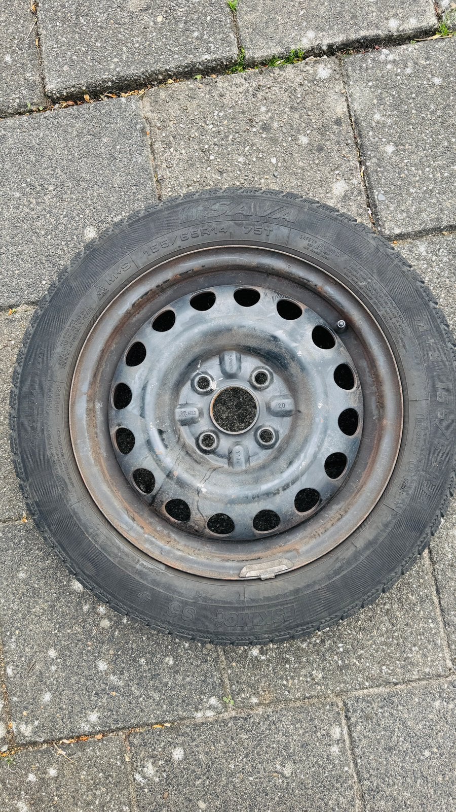 2x Toyota Aygo winterband op stalen velg 155/65 R14, Ophalen of Verzenden, Zo goed als nieuw