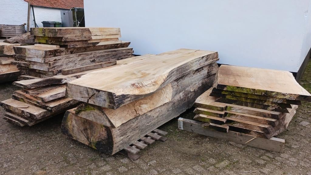 Eiken tafelbladen, Doe-het-zelf en Verbouw, Eiken, Ophalen of Verzenden, Plank, 50 mm of meer