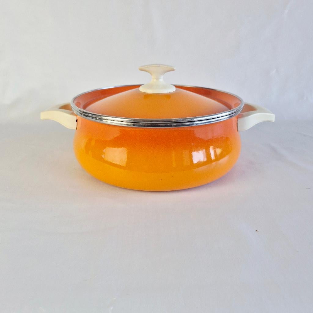 Jaren 70 Oranje Emaille Pan, Verzenden