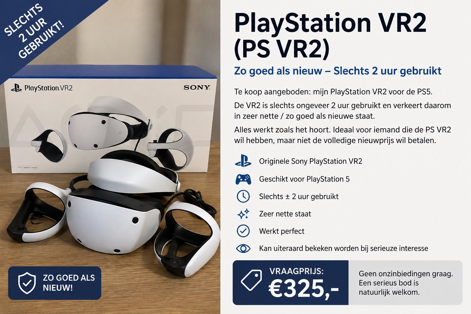 PlayStation VR2 (PS VR2) - Zo goed als nieuw, Ophalen of Verzenden, Zo goed als nieuw, VR-bril, Sony PlayStation