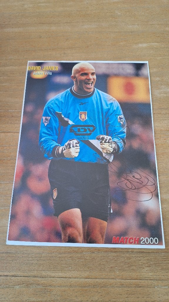 Poster 20x30 cm met handtekening; David James # Aston Villa, Ophalen of Verzenden, Nieuw, Buitenlandse clubs, Poster, Plaatje of Sticker