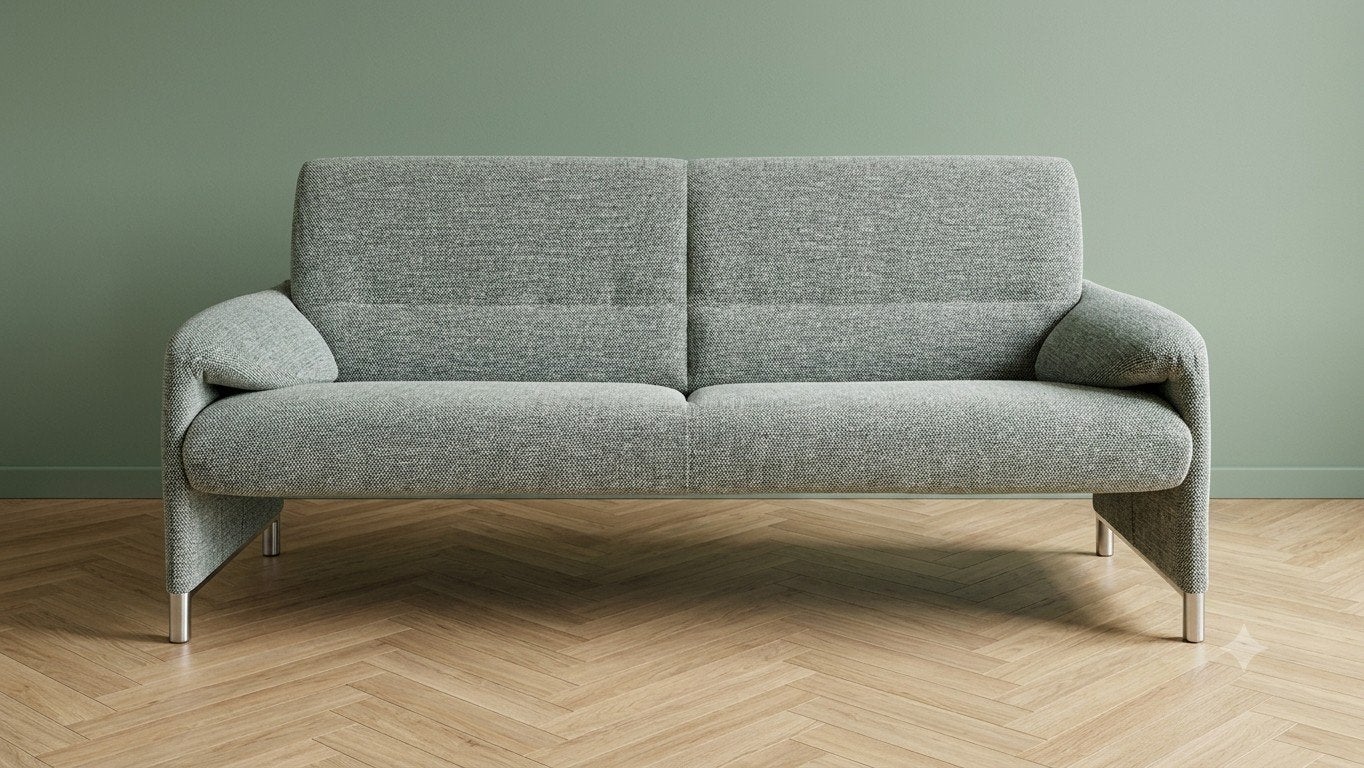 Leolux Felizia | 3 zits | Creme/groen bouclé | Opnieuw bekle, Leolux, Modern design refurbished Axl Enthoven Evidence Kvadrat Sahco