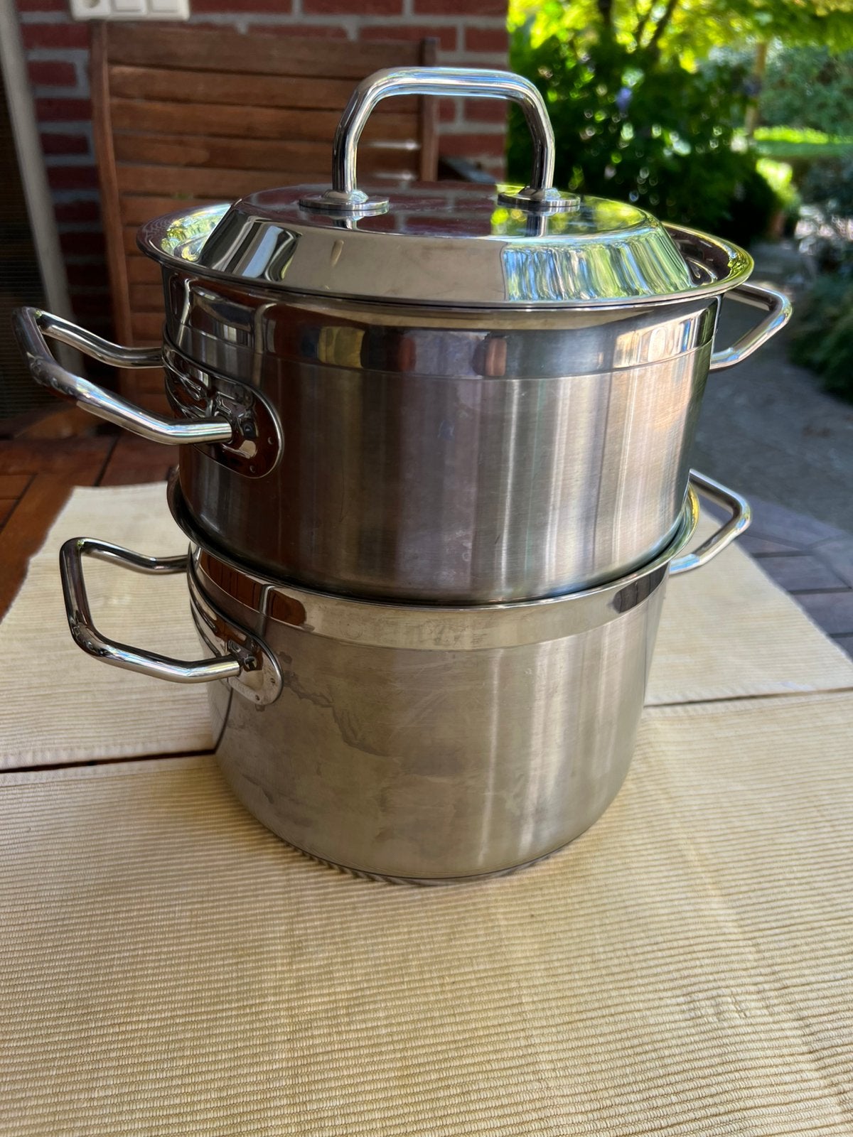 t.k.Sigg Switserland RVS kookpan+stoominsert 20cm INDUCTIE, Ophalen of Verzenden, Zo goed als nieuw, Rvs