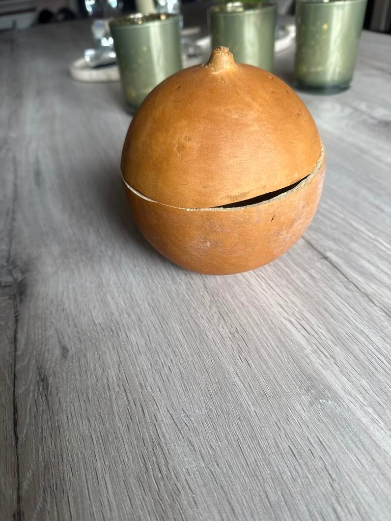 Decoratieve kalebas schaal/doosje, Ophalen, Natuurlijk materiaal, Bruin, Landelijk