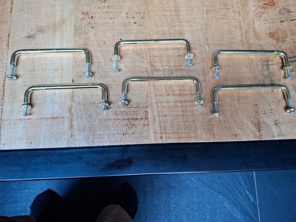 Set van 6 gouden handgrepen Ikea, Ophalen, Minder dan 50 cm, Gebruikt, Overige kleuren