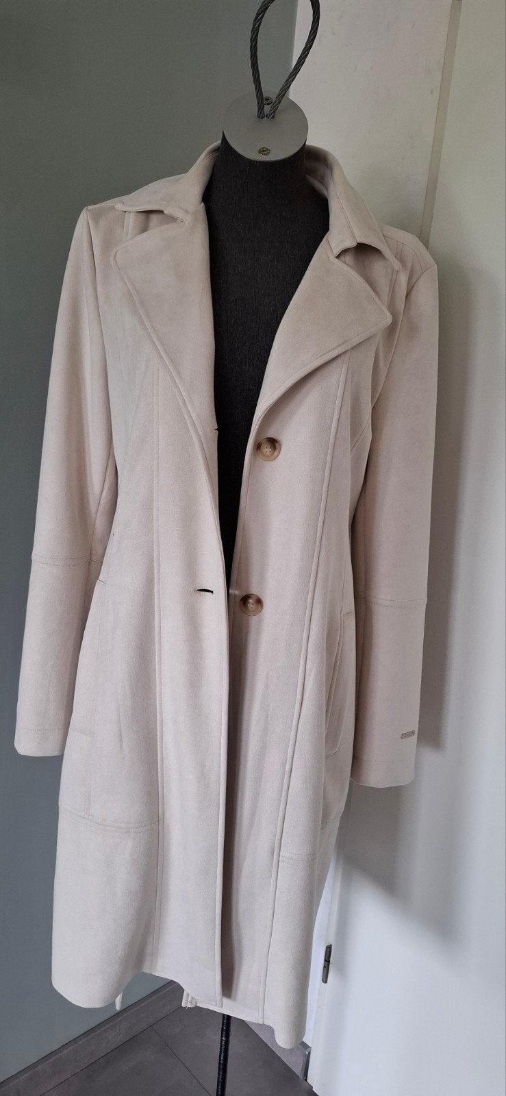Garcia mantel jas trenchcoat wolwit suedelook M 38 izgs, Garcia, Ophalen of Verzenden, Zo goed als nieuw, Maat 38/40 (M)