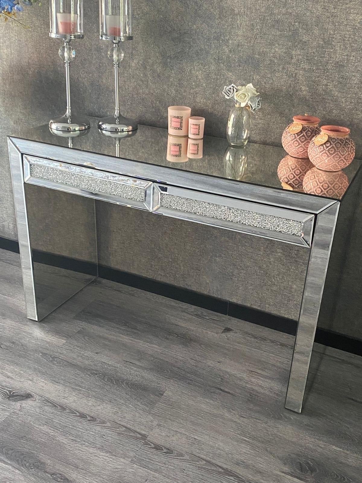 Spiegel tafel met lades, Huis en Inrichting, Ophalen, Gebruikt, Rechthoekig, Glas