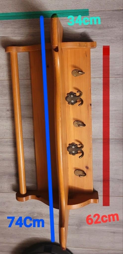 Houten wandkapstok met 6 haken, Wandkapstok, Ophalen of Verzenden, Zo goed als nieuw, Minder dan 100 cm