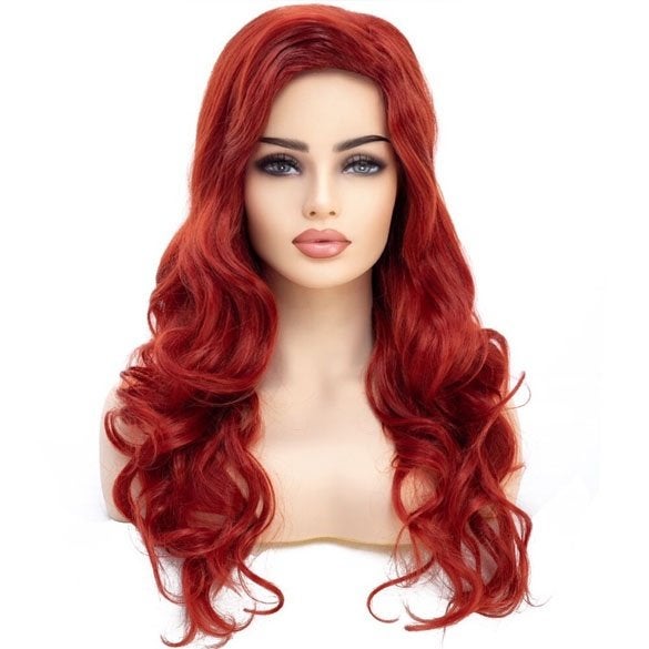 Sexy pruik lang rood haar met slagen, Ophalen of Verzenden, Nieuw, Pruik of Haarverlenging