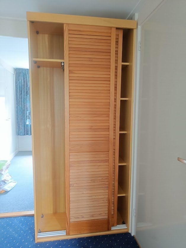 kleding hang leg kast, Ophalen, Met deur(en), 200 cm of meer, Blank hout