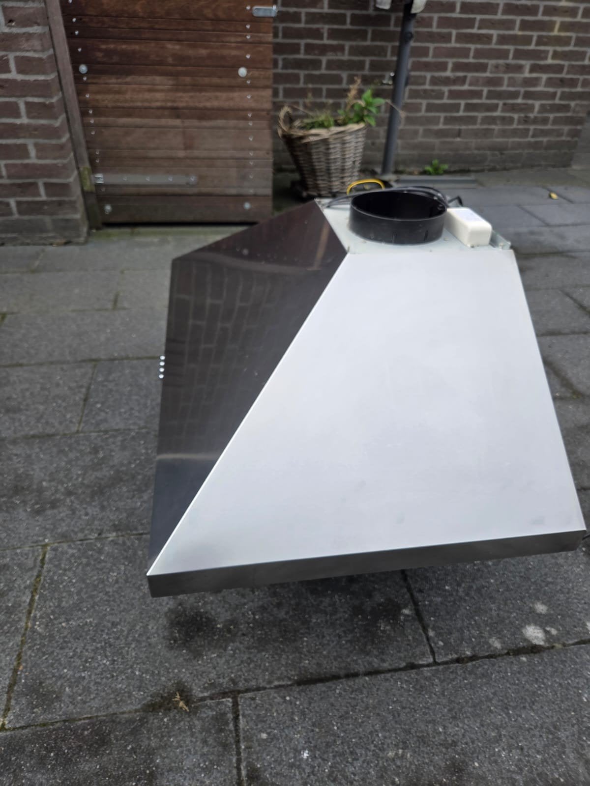 RVS Afzuigkap 90x52x28 cm, Ophalen, Gebruikt, Wandschouwkap, Vrijstaand