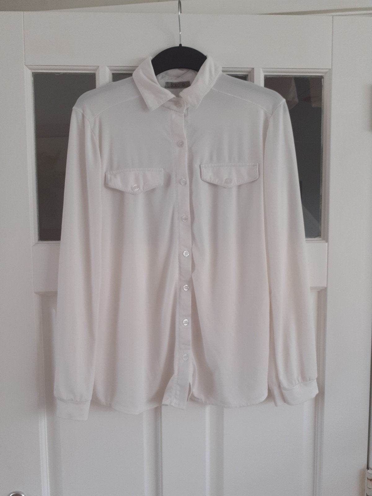 Solo G witte travelstof blouse maat L, Solo G., Wit, Maat 42/44 (L), Ophalen of Verzenden