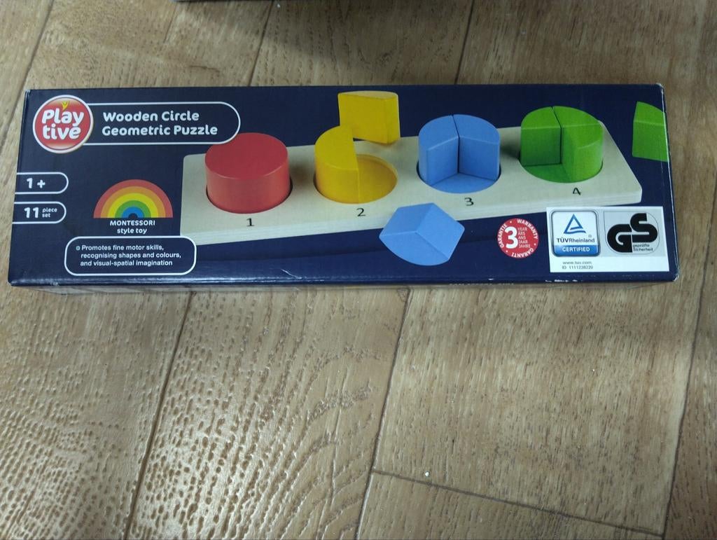 Houten puzzel wooden circle geometric puzzle, Ophalen of Verzenden, Jongen of Meisje
