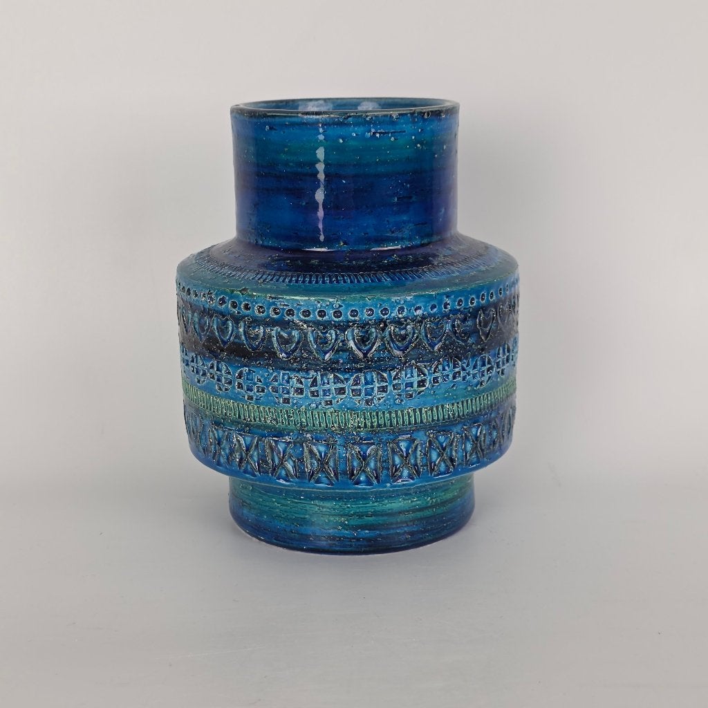 prachtige vintage ronde Bitossi vaas. Decor "Rimini Blue", Ophalen of Verzenden