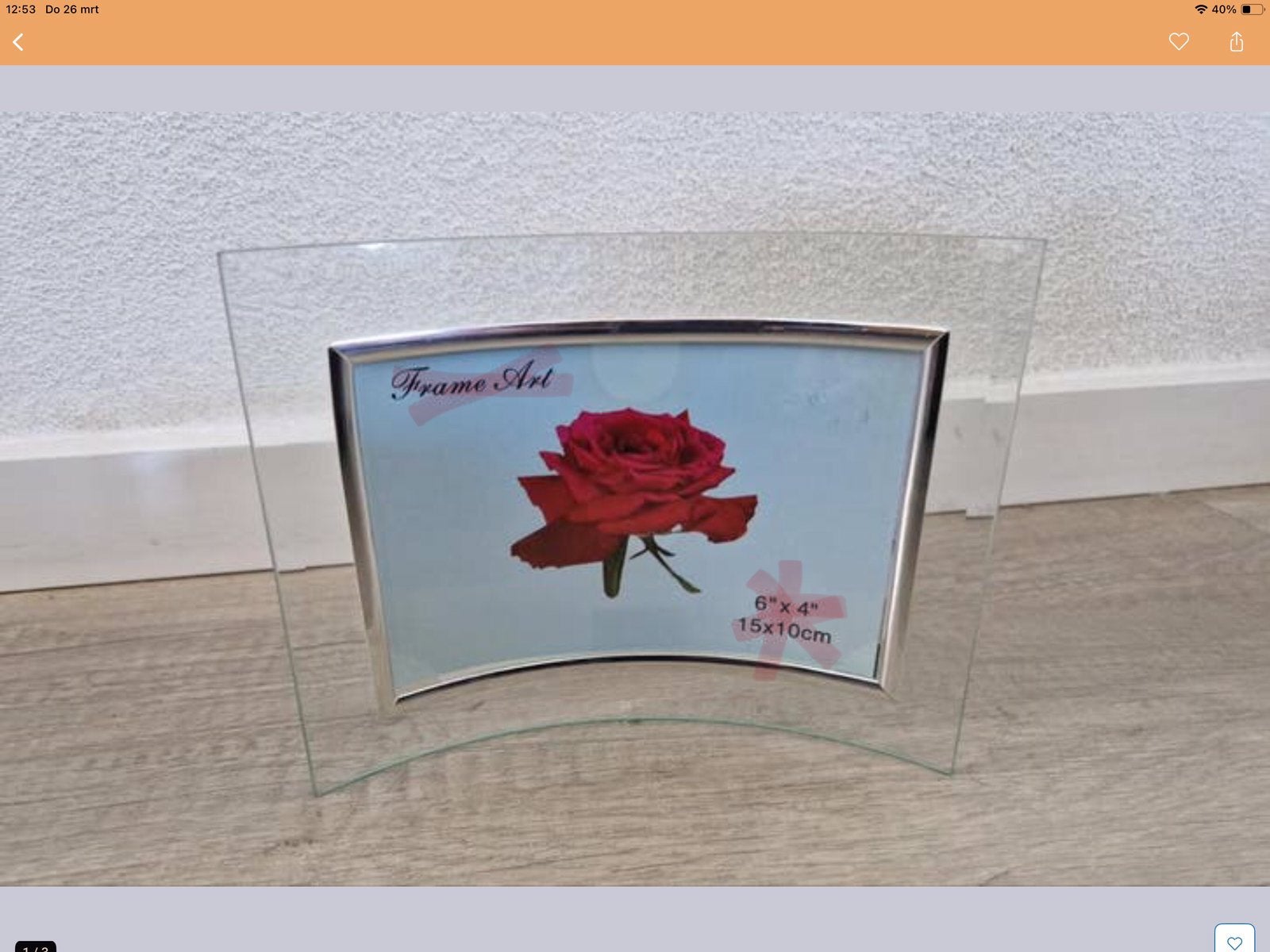 Glazen gebogen fotolijst. 32cmx26cm, Ophalen of Verzenden, Zo goed als nieuw