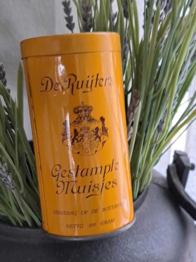 De Ruijter's Gestampte Muisjes blikje hoogte 12 cm, Verzamelen, Blikken, Ophalen of Verzenden, Gebruikt, Overige, Overige merken