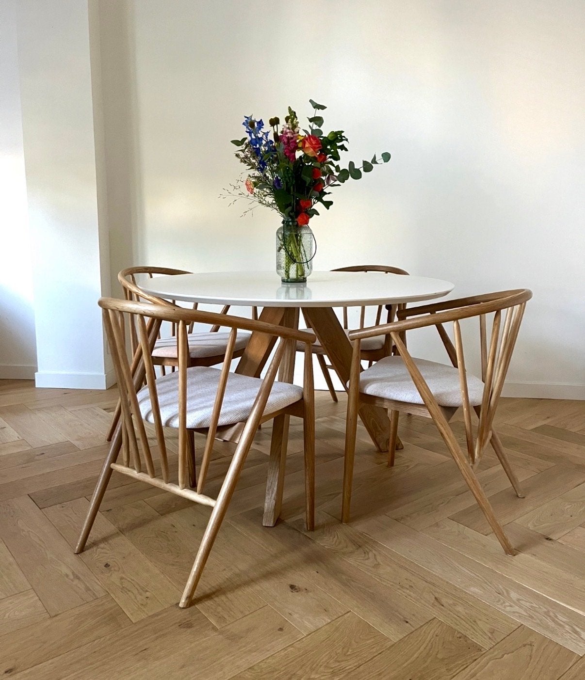 Lyksborg Jysk eetkamerstoelen - set van 4, Huis en Inrichting, Ophalen, Overige kleuren, Zo goed als nieuw, Vier